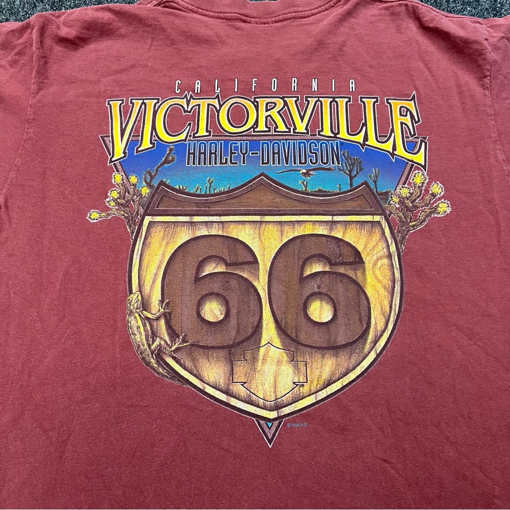 Harley Davidson 1995 Route 66 T Shirt Mens Vintage Victorville Biker Graphic
